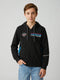 Boys Black Printed Hooded Full Sleeve Sweatshirt