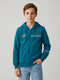 Boys Royal Blue Printed Hooded Full Sleeve Sweatshirt