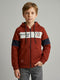 Boys Rust Printed Hooded Full Sleeve Sweatshirt