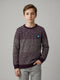 Boys Maroon Jacquard Round Neck Full Sleeve Pullover