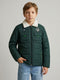 Boys Green Solid Collar Full Sleeve Puffer Jacket