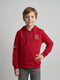 Boys Red Printed Hooded Full Sleeve Sweatshirt
