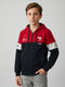 Boys Red & Navy Blue Printed Hooded Full Sleeve Sweatshirt
