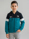 Boys Navy & Teal Printed Hooded Full Sleeve Sweatshirt