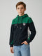 Boys Green & Navy Blue Solid Hooded Full Sleeve Sweatshirt