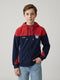 Boys Red & Navy Blue Solid Hooded Full Sleeve Sweatshirt