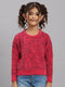 Girls Pink Self Design Round Neck Full Sleeve Pullover