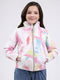 Girls Pink Printed Mock Neck Full Sleeve Jacket