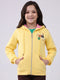 Girls Yellow Printed Hooded Full Sleeve Sweatshirt