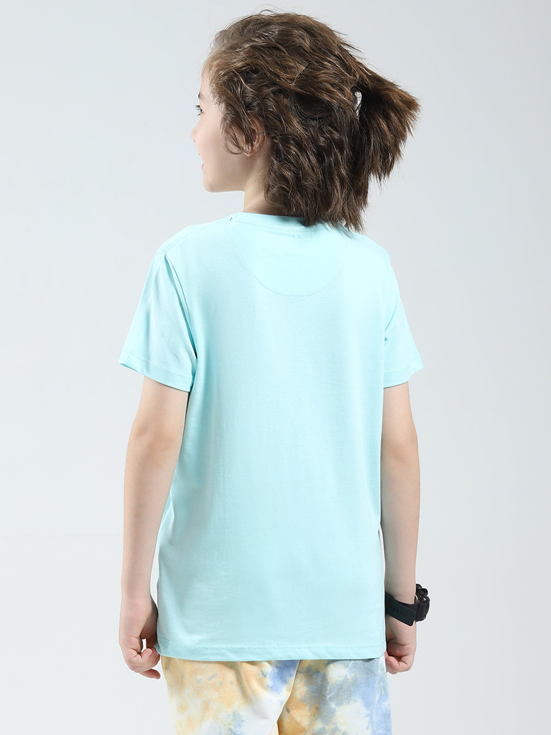 Boys White & Blue Printed Round Neck Half Sleeve T-Shirt (Pack of 2)