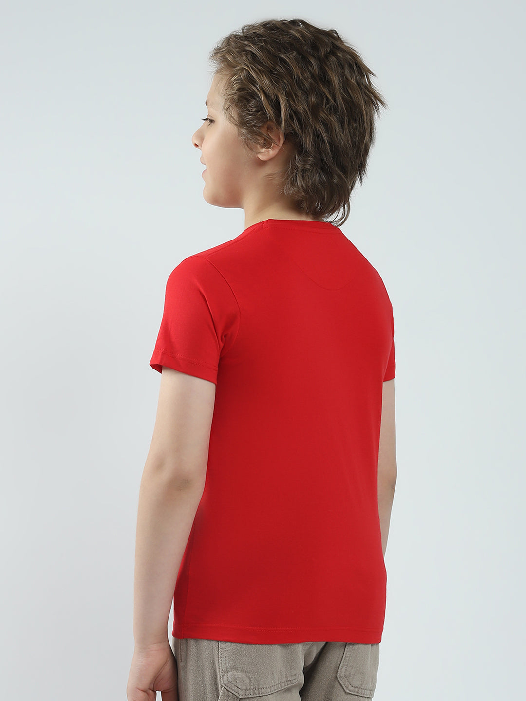 Boys Red & Off White Printed Round Neck Half Sleeve T-Shirt (Pack of 2)