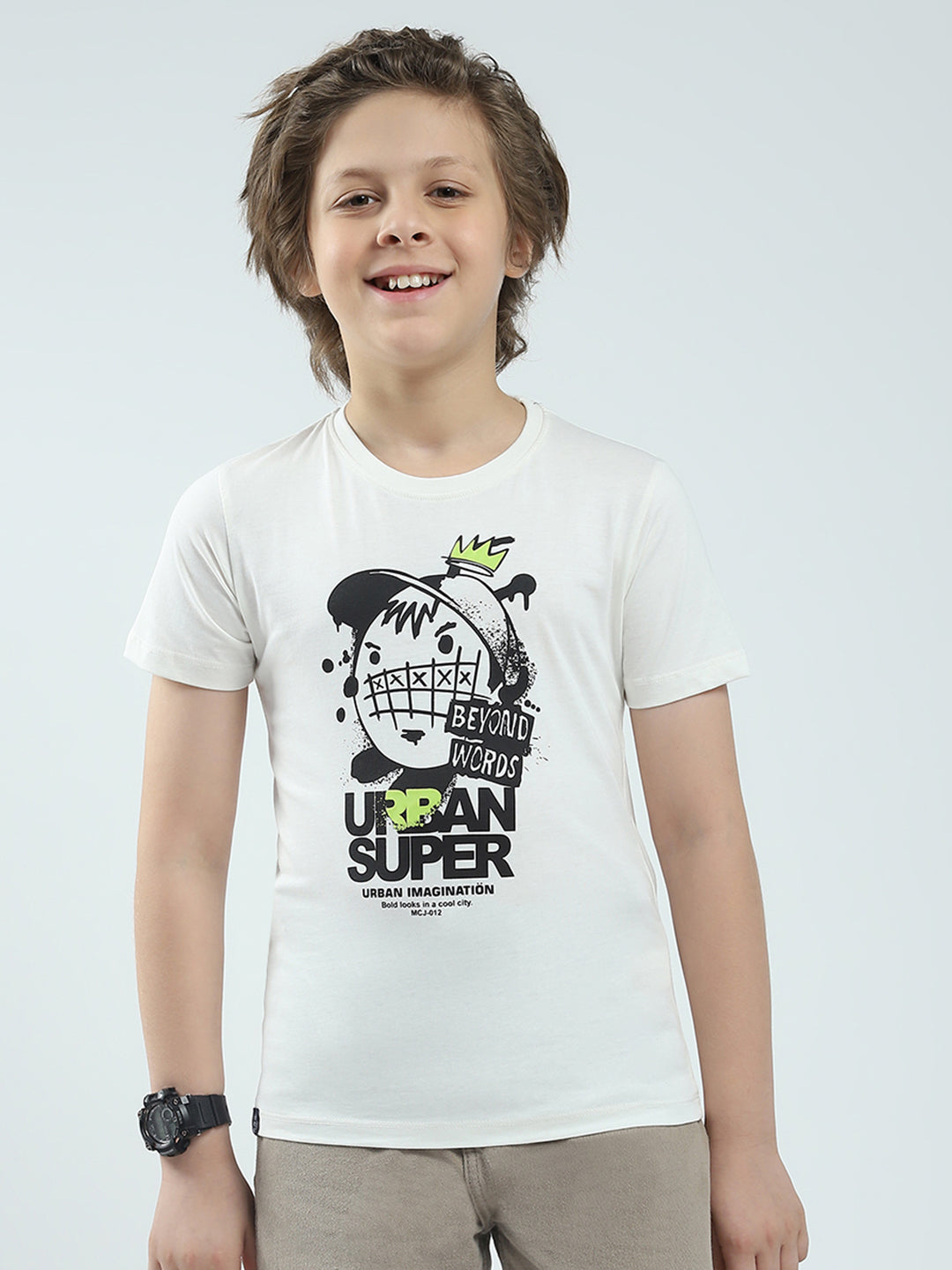 Boys Red & Off White Printed Round Neck Half Sleeve T-Shirt (Pack of 2)