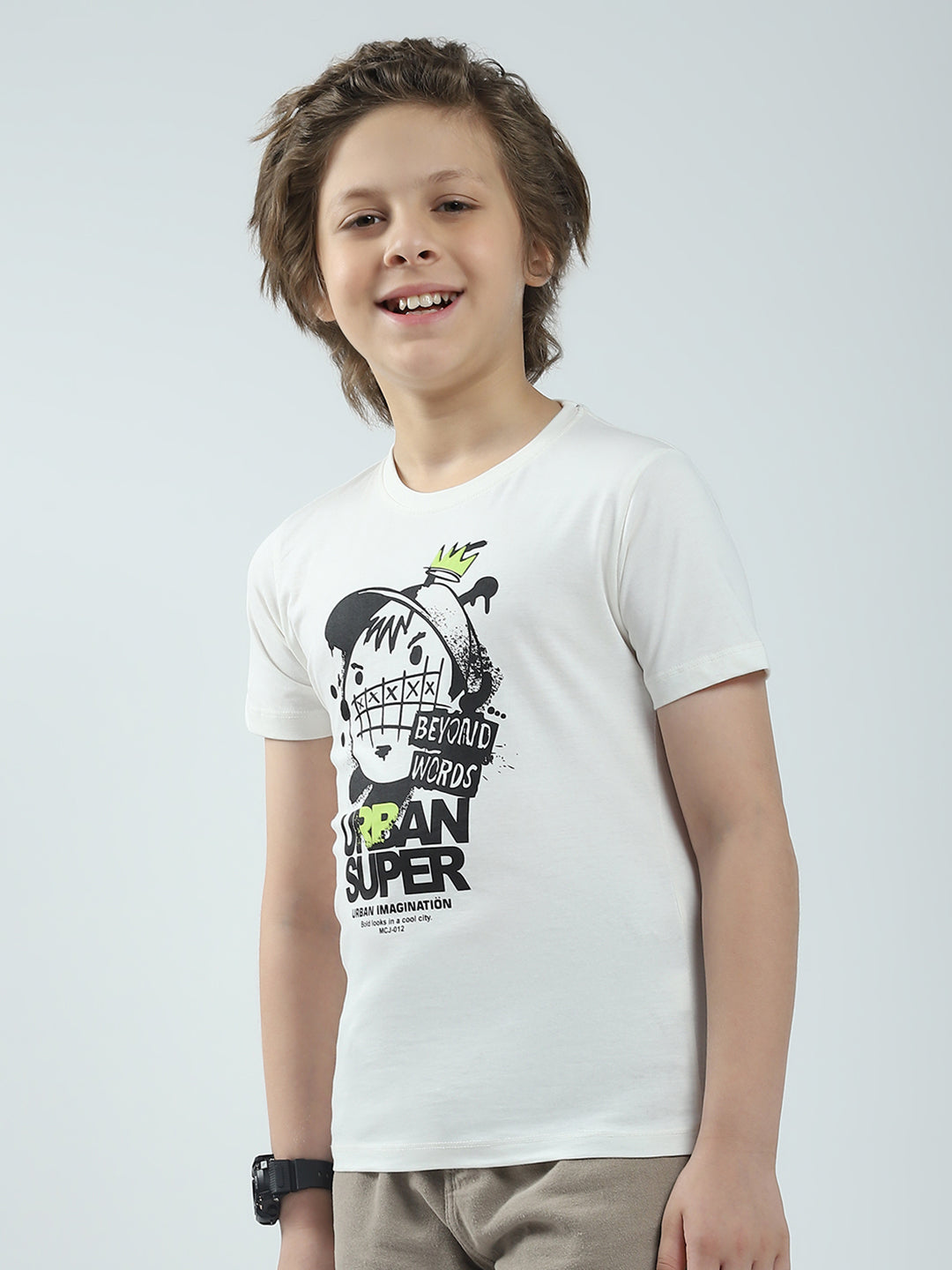 Boys Red & Off White Printed Round Neck Half Sleeve T-Shirt (Pack of 2)