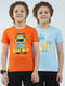 Boys Blue & Orange Printed Round Neck Half Sleeve T-Shirt (Pack of 2)