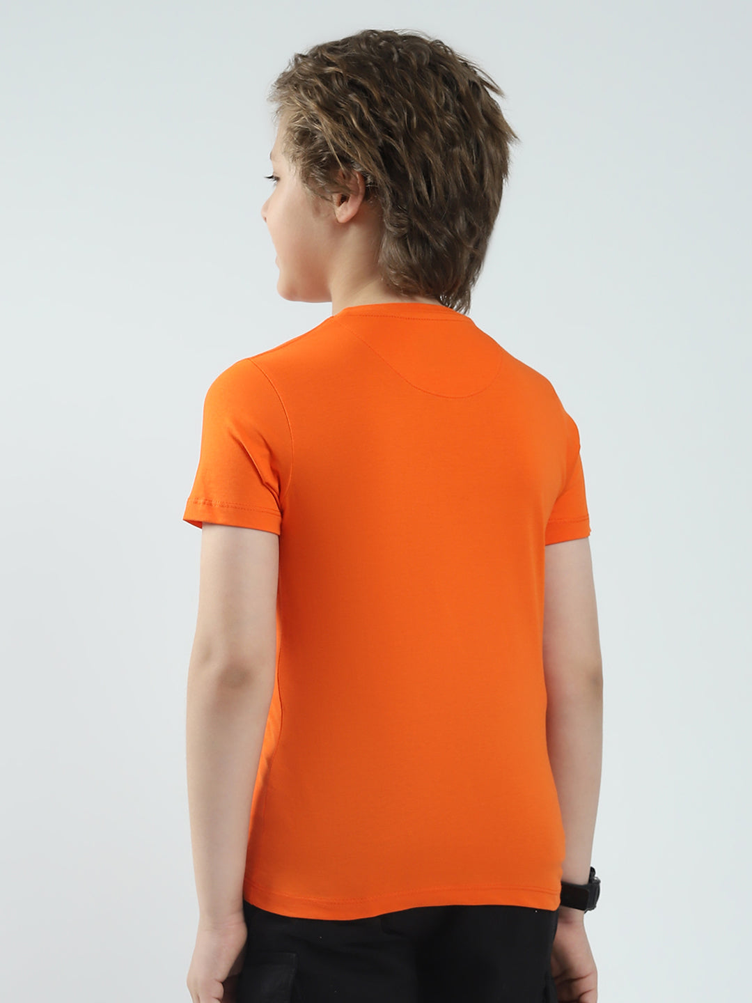 Boys Blue & Orange Printed Round Neck Half Sleeve T-Shirt (Pack of 2)