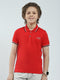 Boys Red Solid Collar Half Sleeve T-Shirt