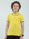 Boys Mustard Solid Collar Half Sleeve T-Shirt