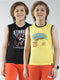 Boys Yellow & Black Printed Round Neck Sleeveless T-Shirt (Pack of 2)