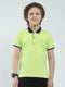 Boys Green Solid Collar Half Sleeve T-Shirt