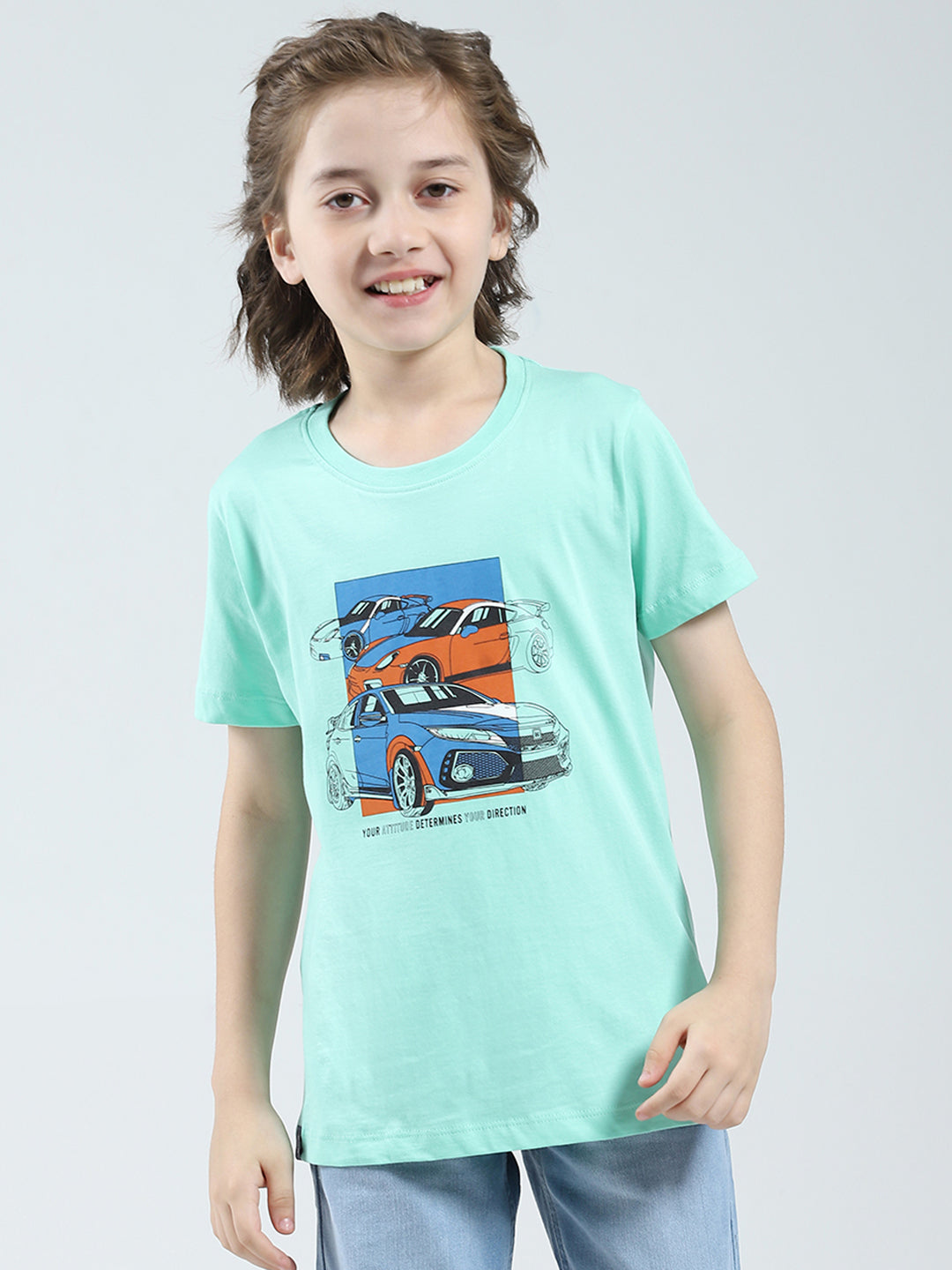 Boys White, Green & Blue Printed Round Neck Half Sleeve T-Shirt (Pack of 3)