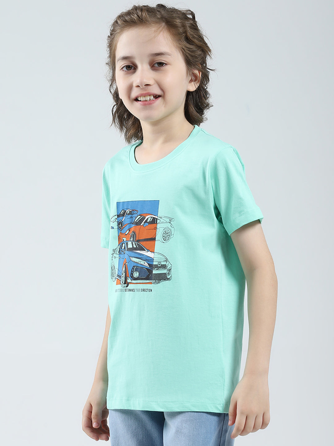 Boys White, Green & Blue Printed Round Neck Half Sleeve T-Shirt (Pack of 3)