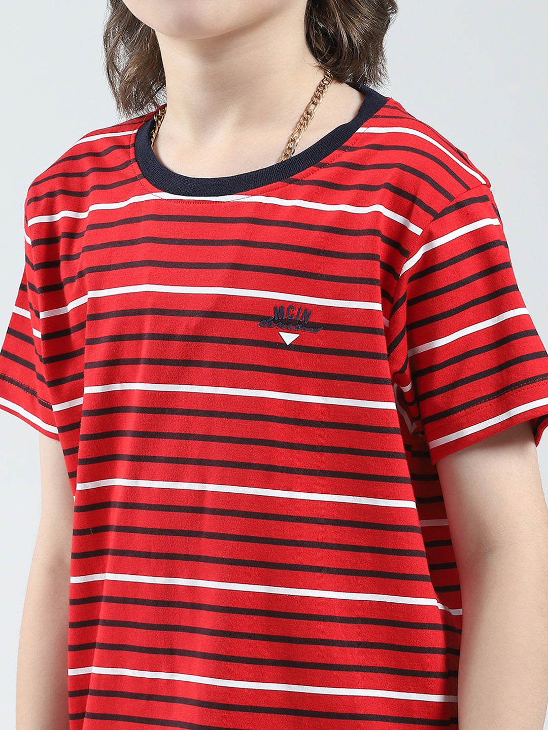 Boys Red, White & Blue Printed Round Neck Half Sleeve T-Shirt (Pack of 3)