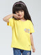 Girls Yellow Solid Round Neck Half Sleeve Top