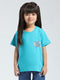 Girls Blue Solid Round Neck Half Sleeve Top