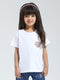 Girls White Solid Round Neck Half Sleeve Top