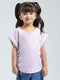 Girls Purple Solid Round Neck Half Sleeve Top