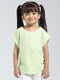 Girls Green Solid Round Neck Half Sleeve Top
