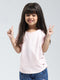 Girls Pink Solid Round Neck Half Sleeve Top