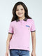 Girls Purple Solid Collar Half Sleeve T-Shirt