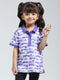 Girls Purple Printed Collar Half Sleeve T-Shirt