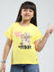 Girls Yellow Printed Round Neck Half Sleeve Top