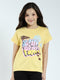 Girls Yellow Printed Round Neck Half Sleeve Top