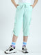 Girls Green Solid Regular Fit Capri