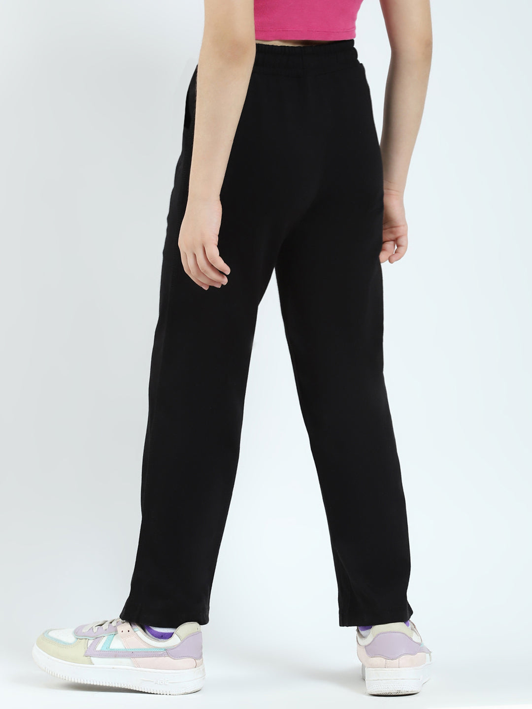Girls Black Solid Regular Fit Lower