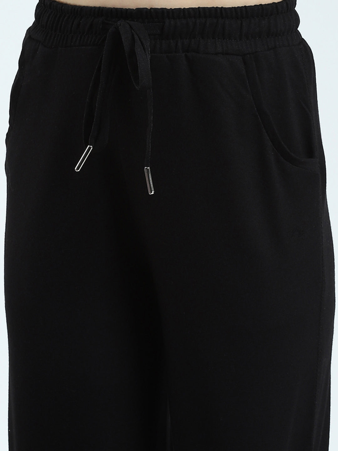 Girls Black Solid Regular Fit Lower