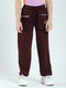 Girls Burgundy Solid Regular Fit Lower