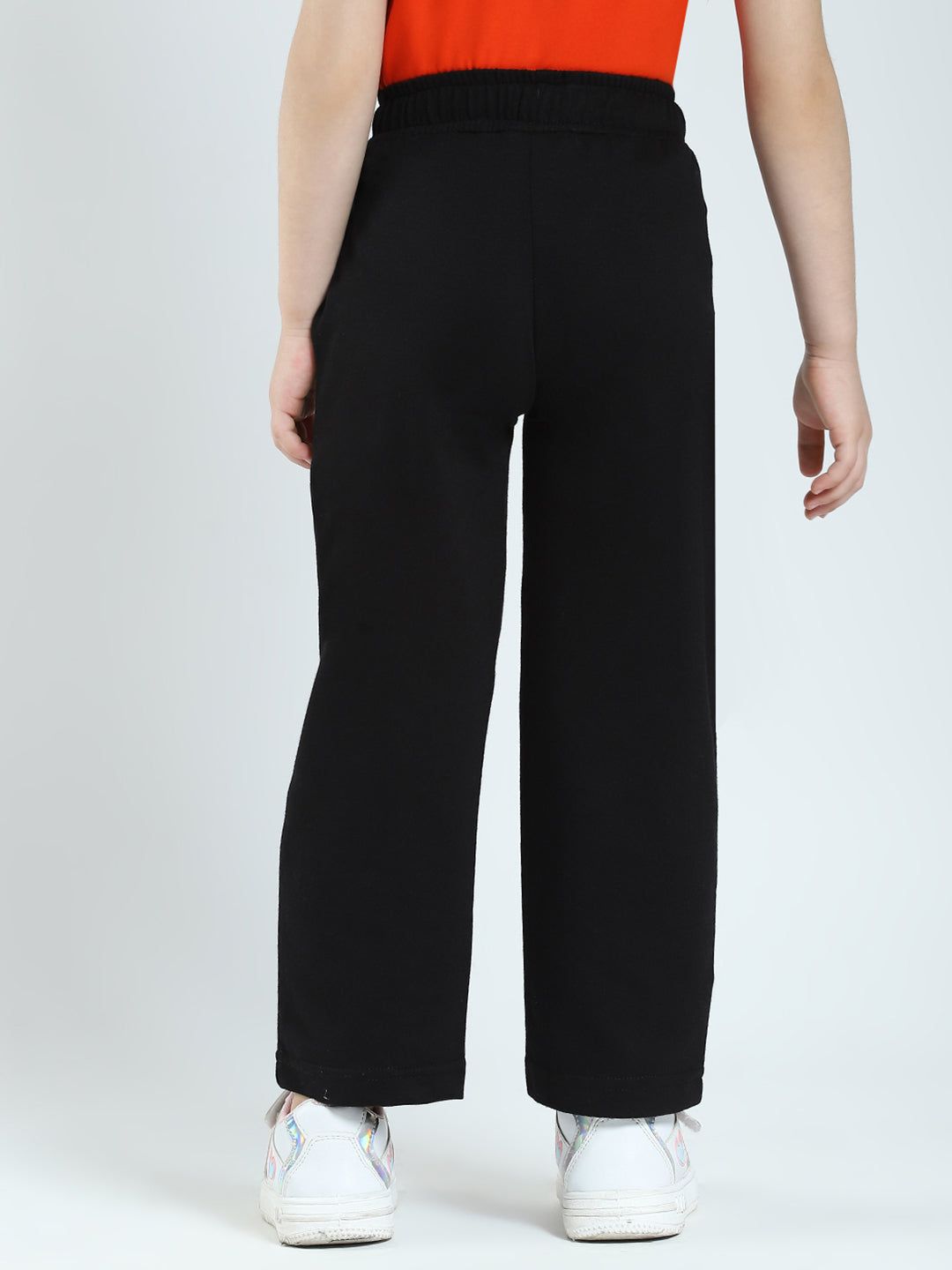 Girls Black Solid Regular Fit Lower