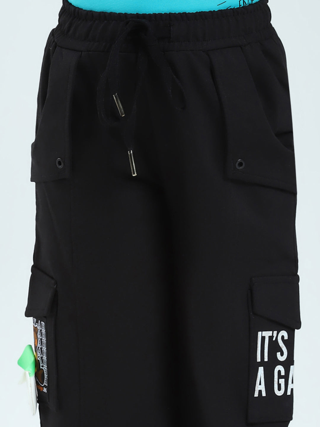 Girls Black Solid Regular Fit Lower