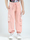Girls Peach Printed Regular Fit Lower