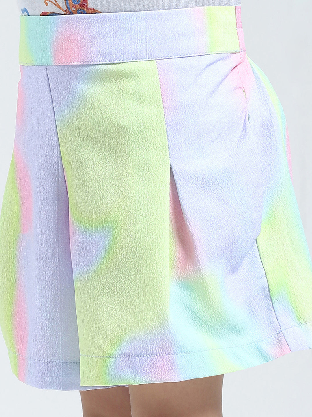 Girls Purple Printed Collar Half Sleeve Cords Set