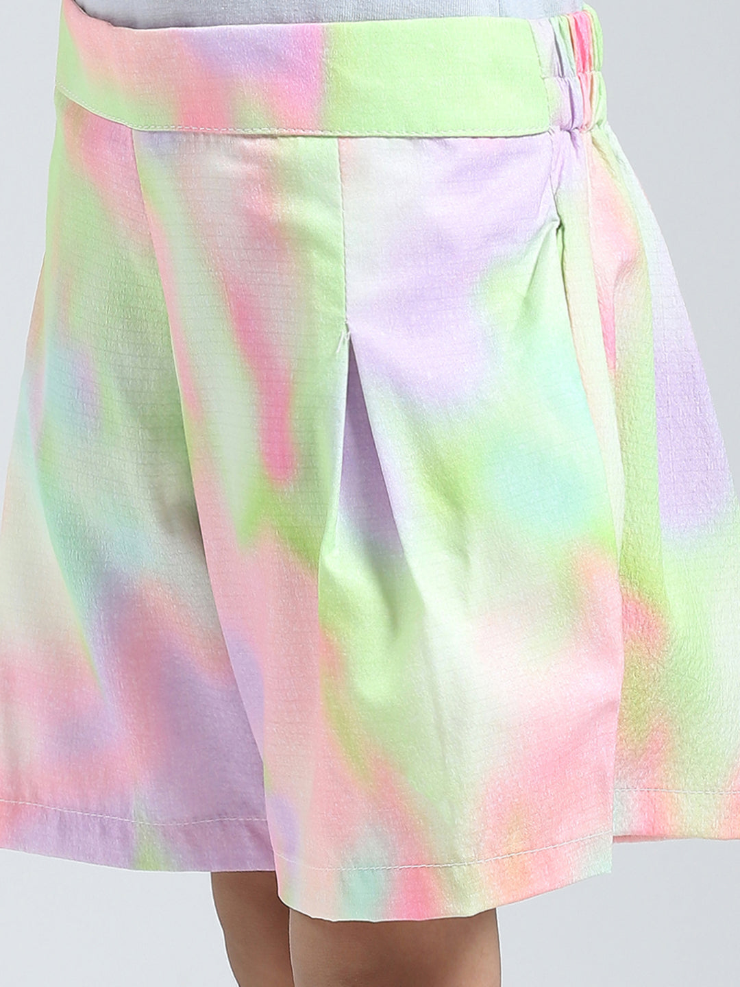 Girls Green Printed Collar Half Sleeve Cords Set