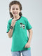 Boys Green Solid Round Neck Half Sleeve T-Shirt