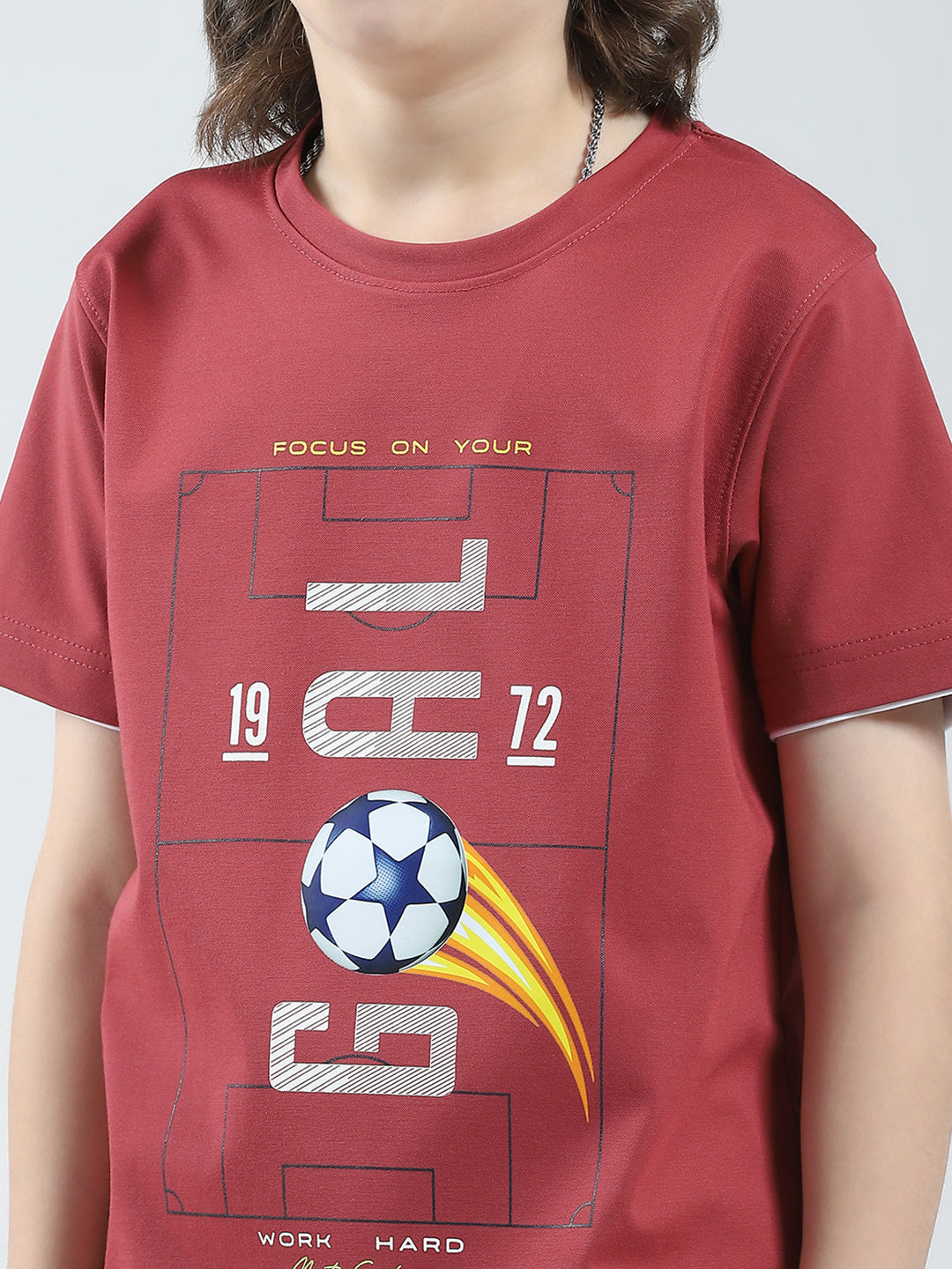 Boys Pink Printed Round Neck Half Sleeve T-Shirt