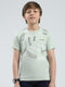 Boys Green Printed Round Neck Half Sleeve T-Shirt