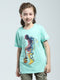 Boys Green Printed Round Neck Half Sleeve T-Shirt