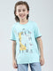 Boys Blue Printed Round Neck Half Sleeve T-Shirt
